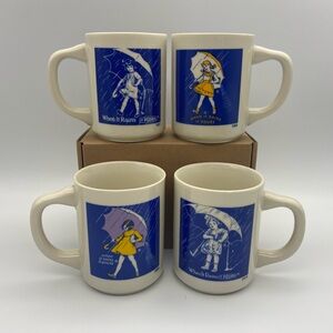 Set of 4 Morton Salt Ceramic Collector Coffee Mugs